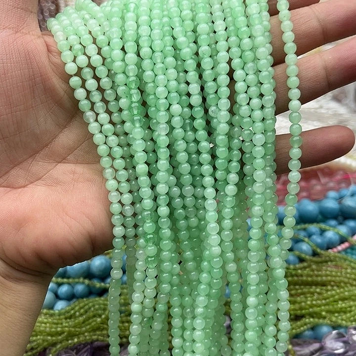 玛瑙/玉髓未镶嵌珠宝半成品2条4mm左右翡翠玉