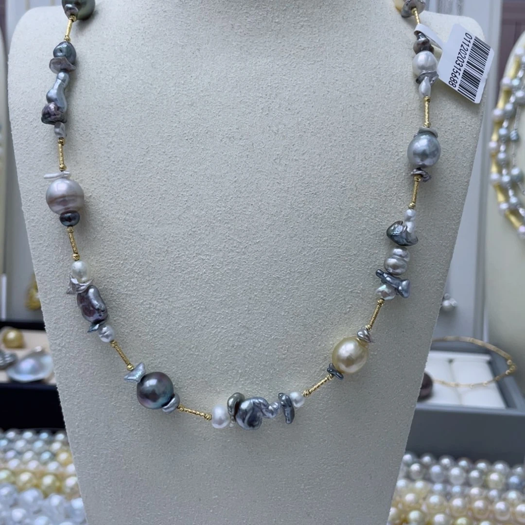 海水珍珠项链18K金镶嵌
