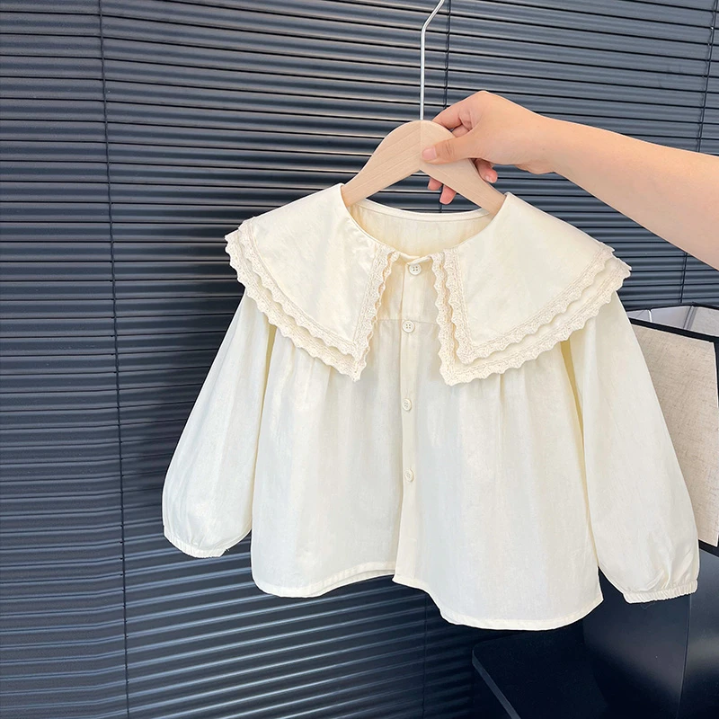 女童春秋新款双层甜美长袖衬衫洋气时髦女宝宝衬衣时尚百搭上衣潮