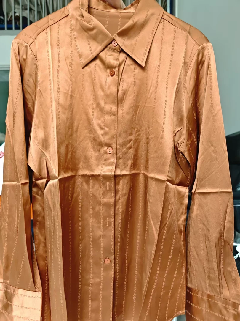 A068经纹衬衫纯桑蚕丝