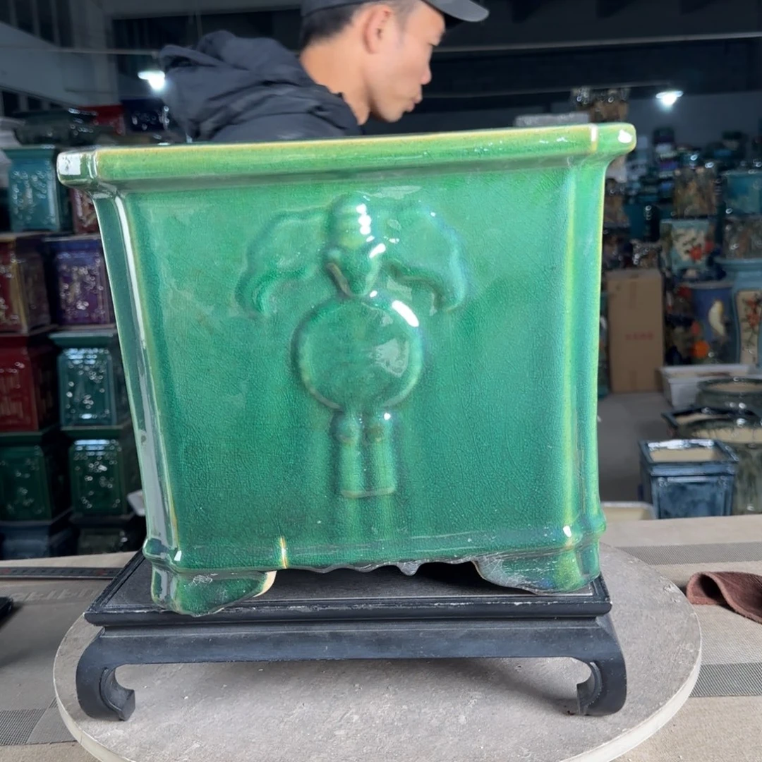 一风堂石湾花盆。高温裂瑕疵712