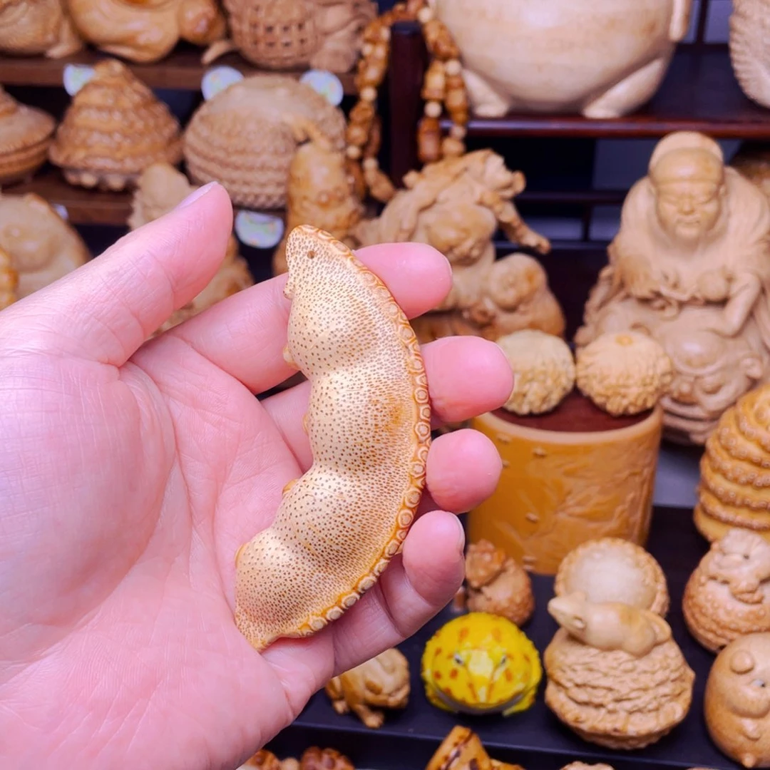 竹竹根雕豆角把玩件