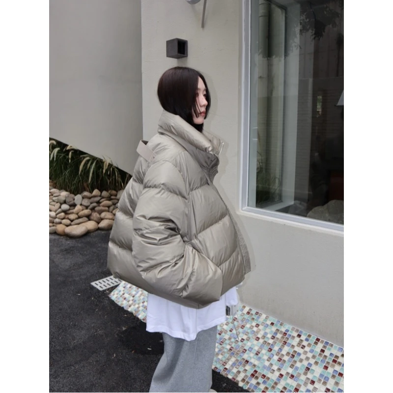 HELLOTANGO《北欧雪季》小众时尚肯豆风保暖立领背带羽绒服J64008#