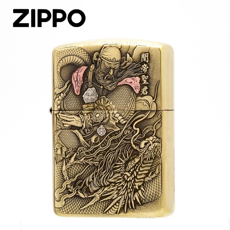 ZIPPO正品打火机/关公踏龙立体雕刻紫铜男士防风DY9912GQ【俊昊