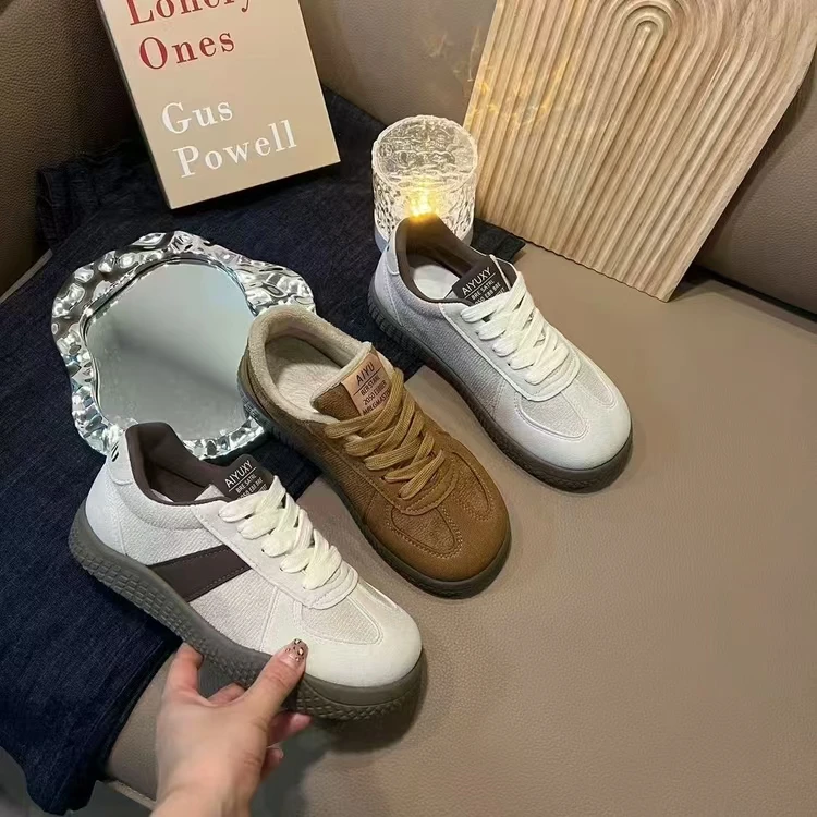 k总【现货】f-1休闲鞋女2024年新款时尚美拉德复古德训鞋软皮拼接