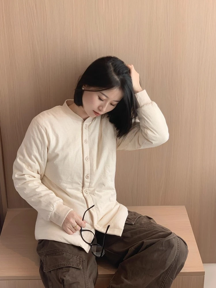 100%桑蚕丝棉衣贴身内胆加厚防寒修身保暖冬装女士纽扣棉衣