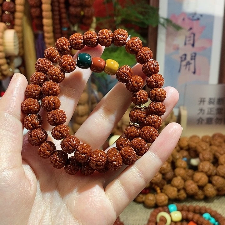 金刚菩提手串105玉华红绿灯桶