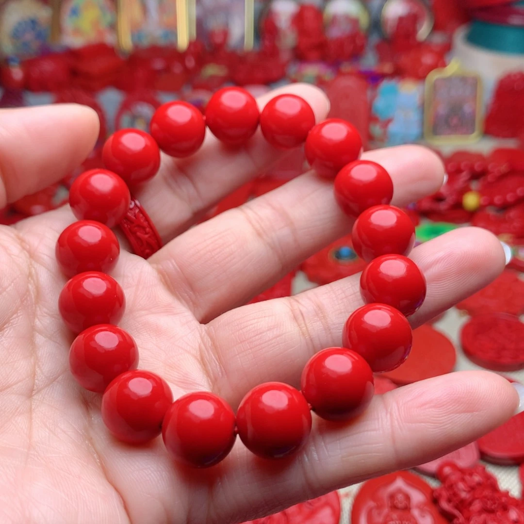 天然辰砂工艺品朱砂手串卡12