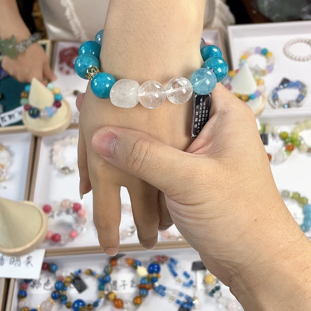 水晶手链银S925镀金镶嵌