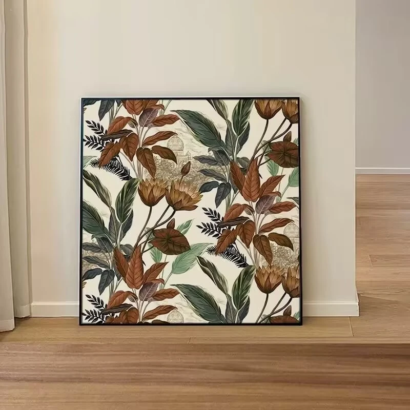 南洋复古风抽象植物花卉客厅沙发背景墙装饰画小众高级挂画M07
