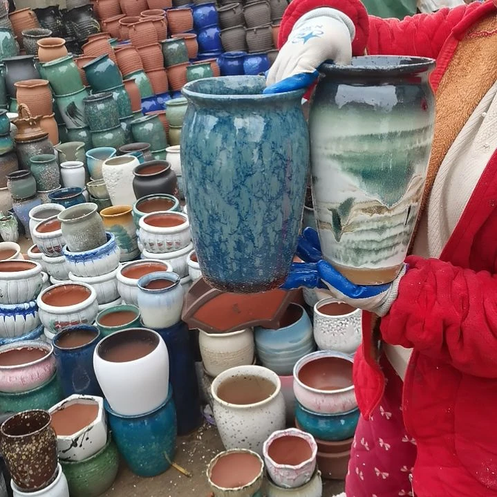 红陶口14高26瑕疵两个盆子