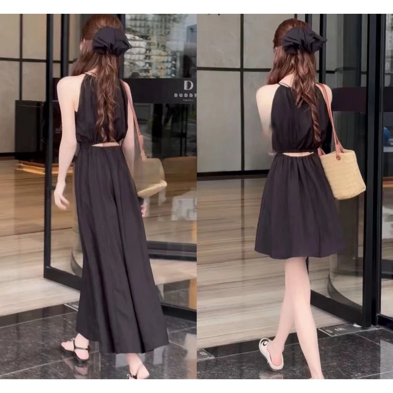 仙仙气质小心机露背收腰显瘦清新吊带连衣裙