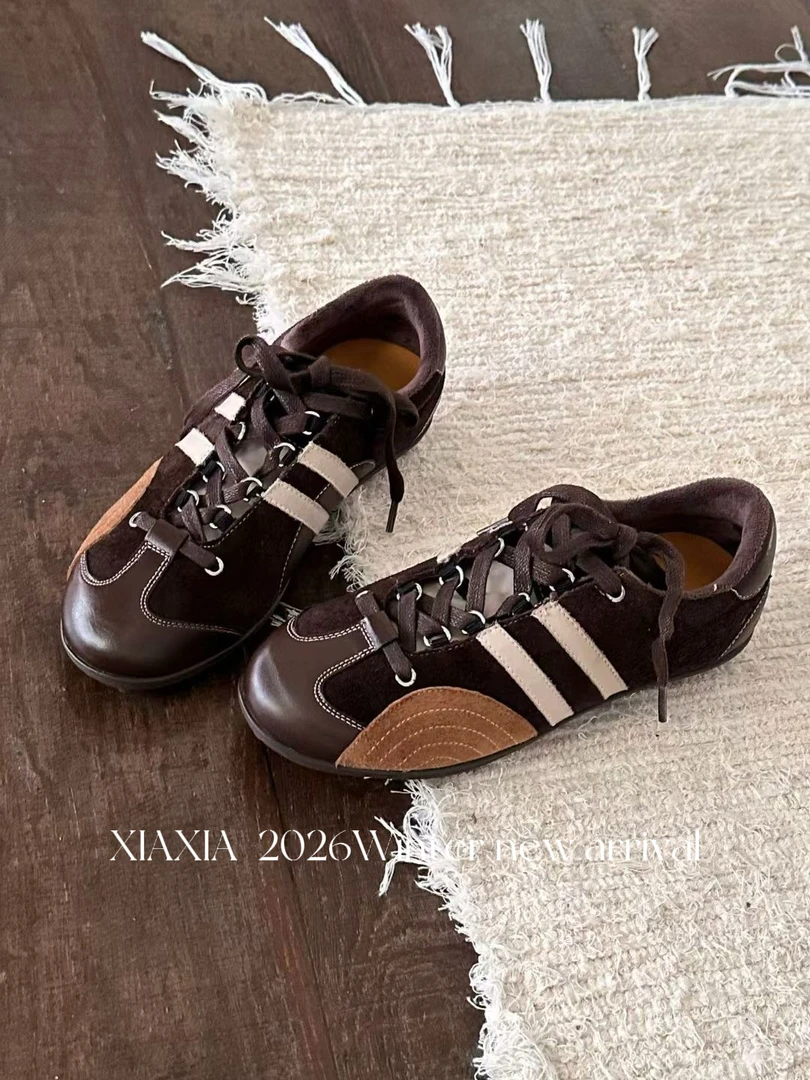 xiaxia-全真皮加绒里休闲风运动德训鞋时尚休闲鞋舒适休闲鞋28-5