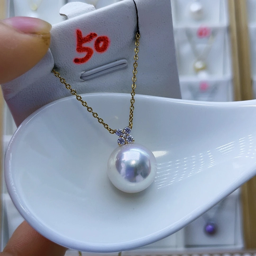 吊坠(不含链)18K金镶嵌淡水珍珠