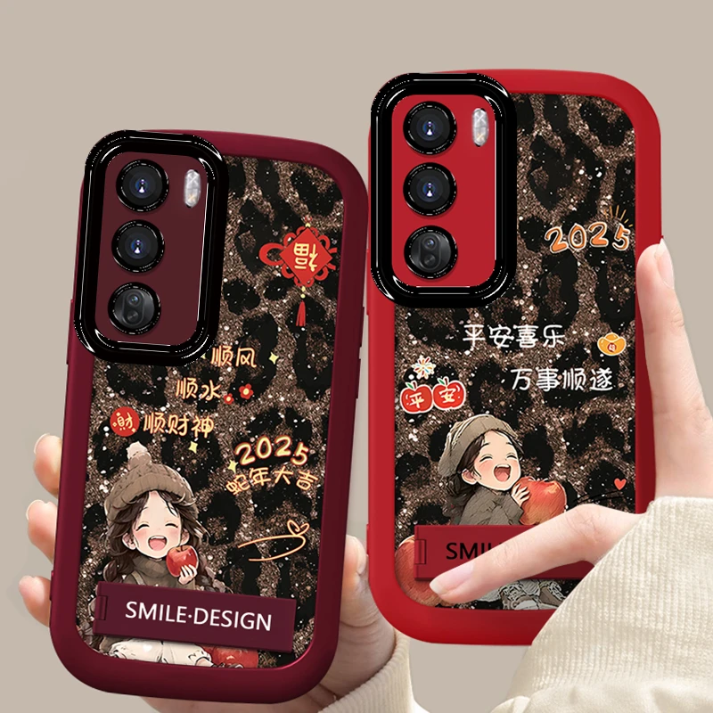 适用于【OPPO】Reno12新款豹纹女孩可爱创意支架防摔手机壳