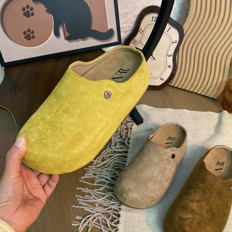 小个子厚底增高勃肯鞋女外穿2025爆款大头鞋一脚蹬包头半拖鞋防滑