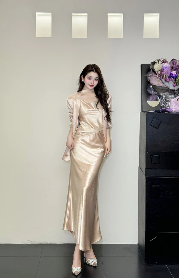 小众长裙时尚套装原宿风宫廷风东南亚风吊带法式修身25346