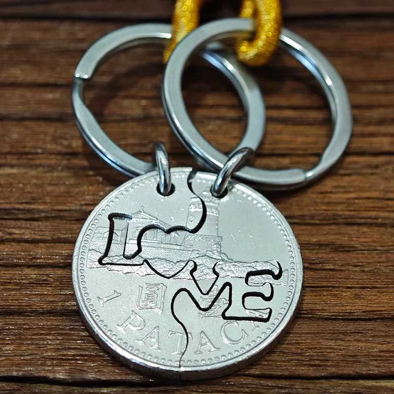 情侣硬币钥匙扣挂件一对创意情侣礼品