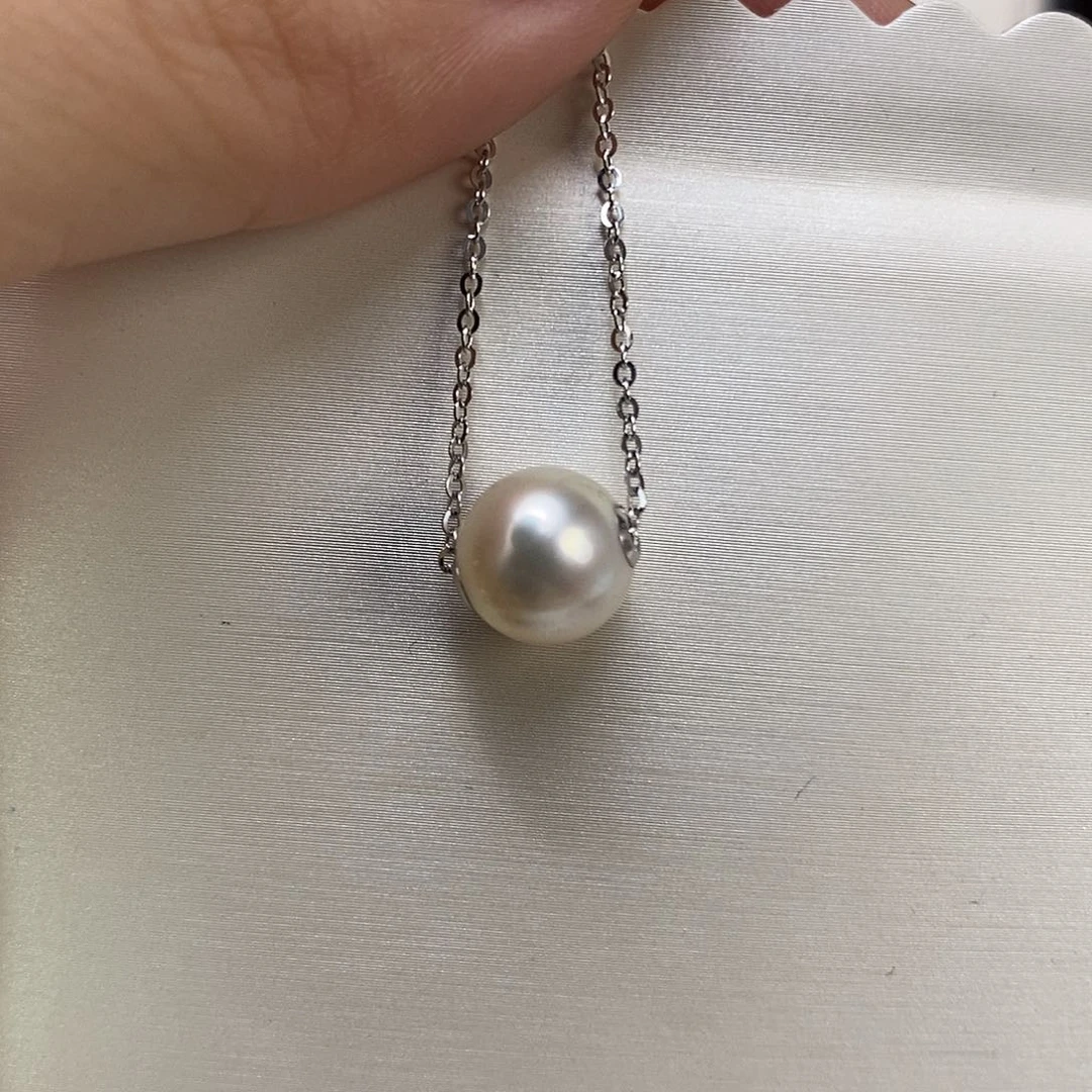 套链银S925镶嵌海水珍珠9-10