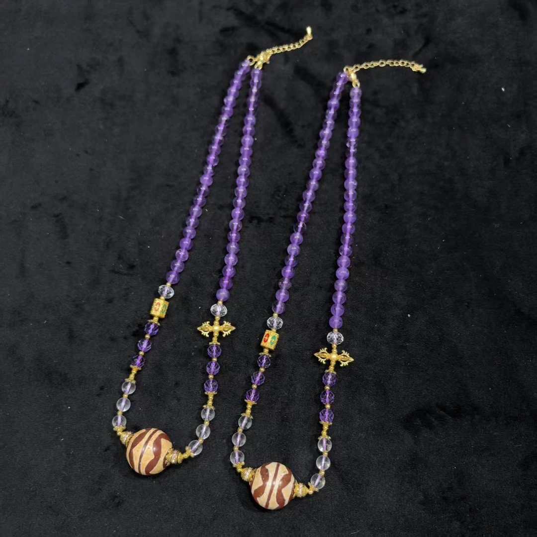 【曹美丽精选】H25947-玛瑙diy脖挂（双牙牙）-多样性发其一19mm