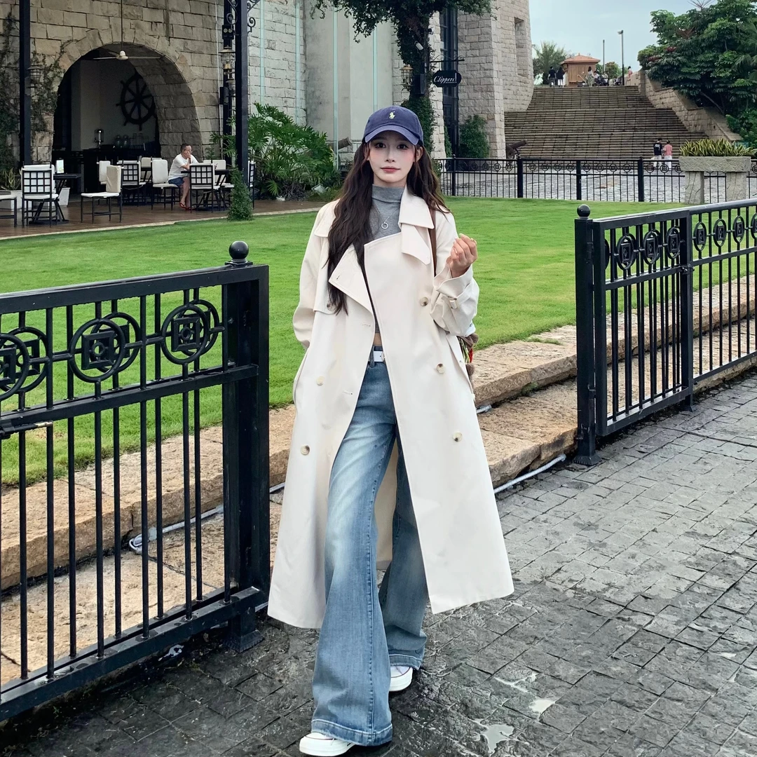 3MER 风衣外套女2025秋季新款韩系宽松英伦风中长款大衣
