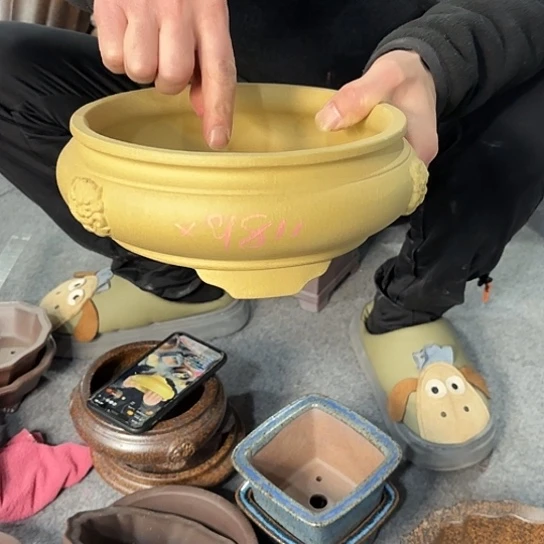 紫砂花盆执**手宜兴紫砂