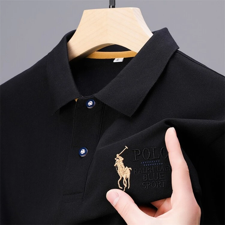 奥特莱斯撤柜丨专柜正品夏季高档刺绣保罗圆领纯色短袖T恤POLO衫