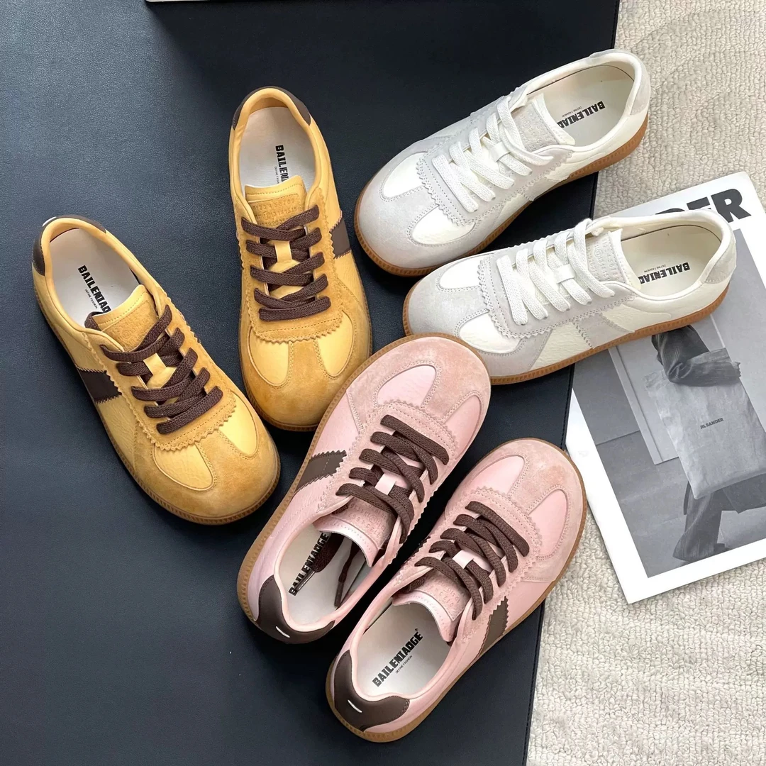 休闲运动舒适平底德训鞋2025春季新款圆头显脚小设计阿甘鞋1969