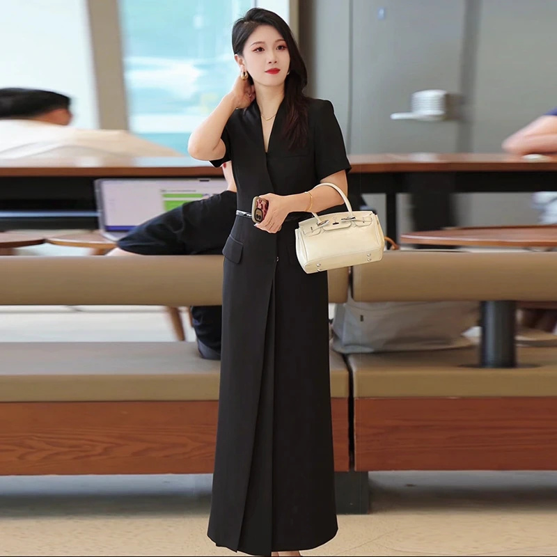 西装连衣裙女2025夏季新款时尚气质休闲舒适高级感长款显瘦显高