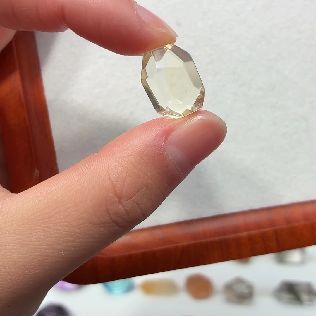 水晶银S925镶嵌珠宝半成品柠檬黄随型