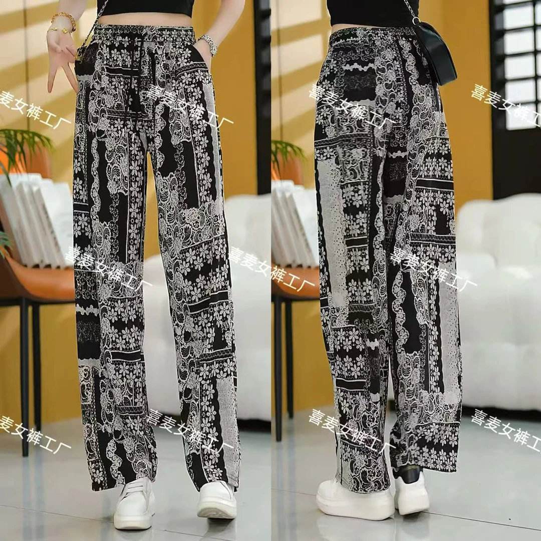 【】新款冰丝阔腿裤女夏季薄款高腰垂感直筒休闲防晒裤子4