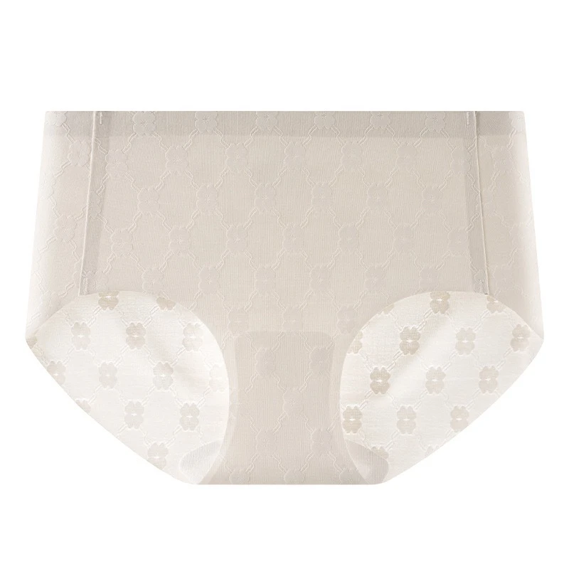 夏季女士薄款冰感提花微磁三角内裤加长裆透气舒适
