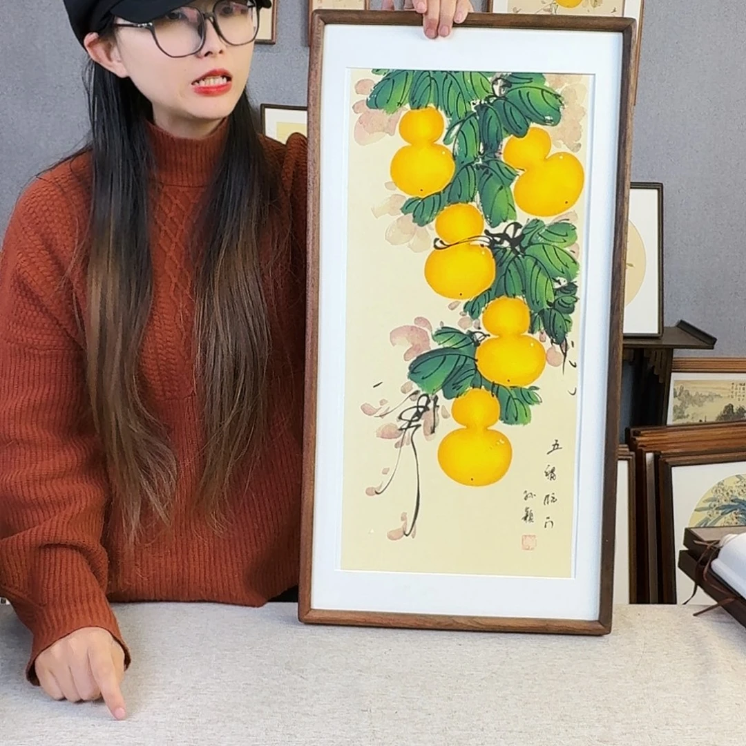 书法手绘带框尺寸： 36*69