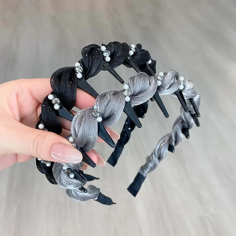 2025新款麻花辫发箍女水钻气质发卡轻奢头箍女高颅顶洗脸发饰头饰