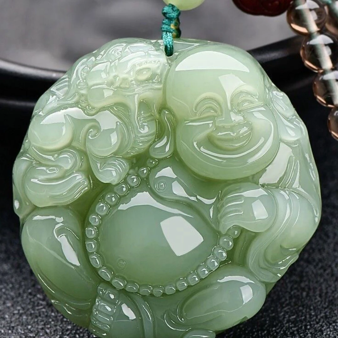 招财貔貅招财弥勒佛款笑佛毛衣玉坠大佛公项链玉石真玉青白玉040