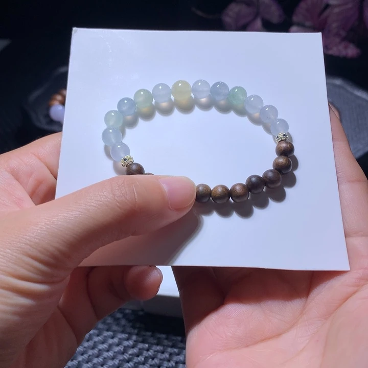 散珠翡翠天然缅甸A货翡翠卡7左右马卡龙彩虹