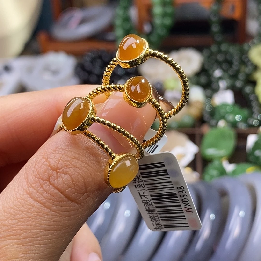 和田玉多样性发一。糖玉银戒指未镶嵌