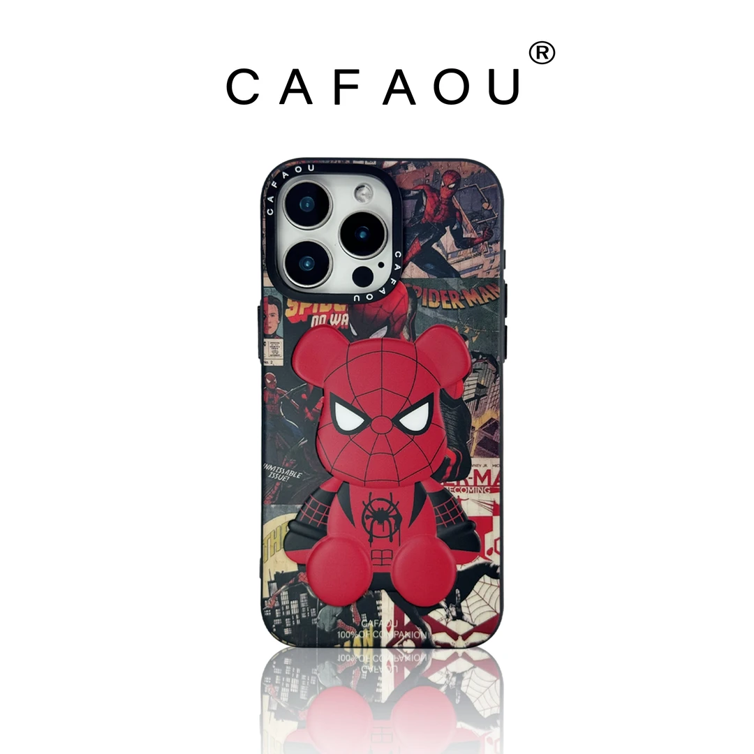 CAFAOU潮牌创意时尚熊蜘蛛侠适用苹果17pro新款16promax手机壳15