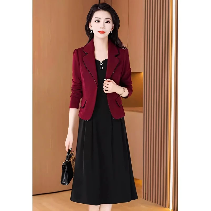 拉夏贝尔喜婆婆婚宴装连衣裙春2025新款结婚妈妈礼服小香风两件套