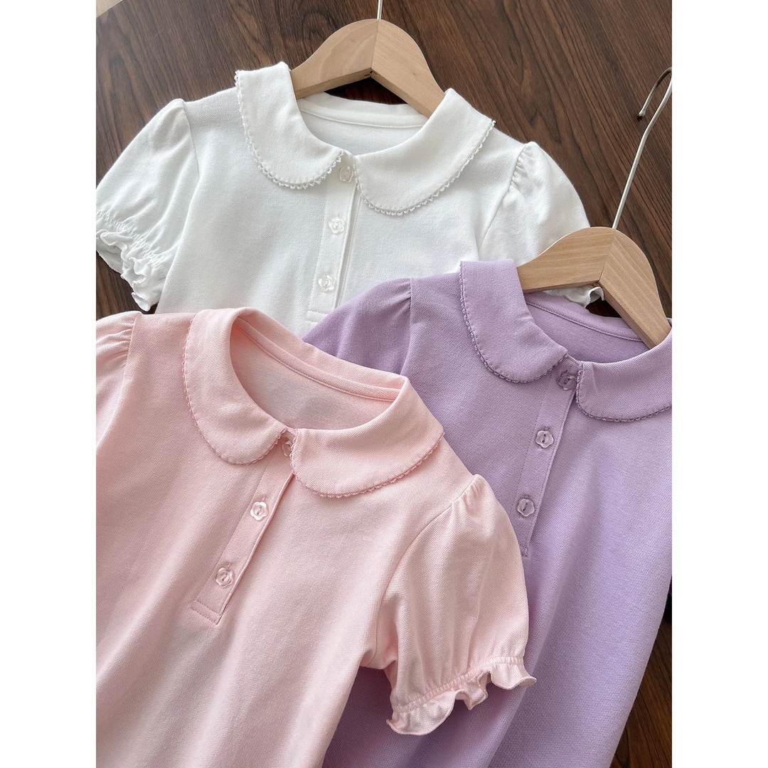 A类 无荧光 儿童娃娃领短袖女童POLO领T恤170中大童 夏款 86065