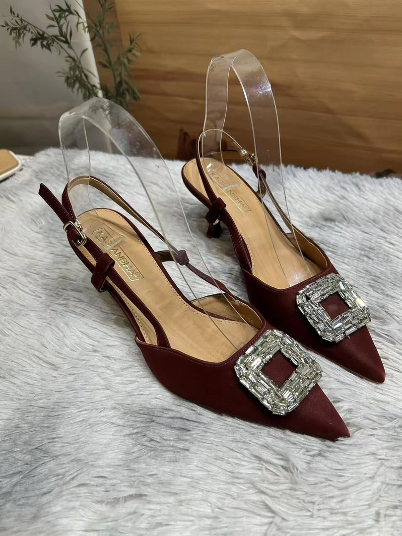 春夏新款 760-29酒红 百搭时尚潮流气质高跟细跟尖头凉鞋