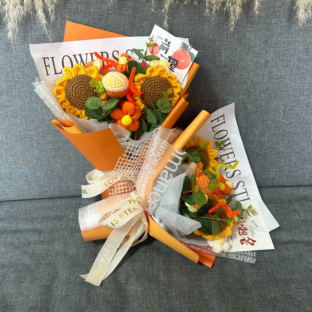 成人礼百日誓师中高考向日葵太阳花手工编织毛线花成品发货