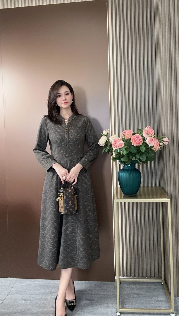 【李姐专属】春季长袖优雅国风气质连衣裙春秋时尚百搭显瘦裙子3352