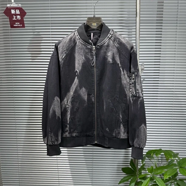 秋季新款青春活力棒球领宽松男士水洗秋冬牛仔夹克百搭新复古风