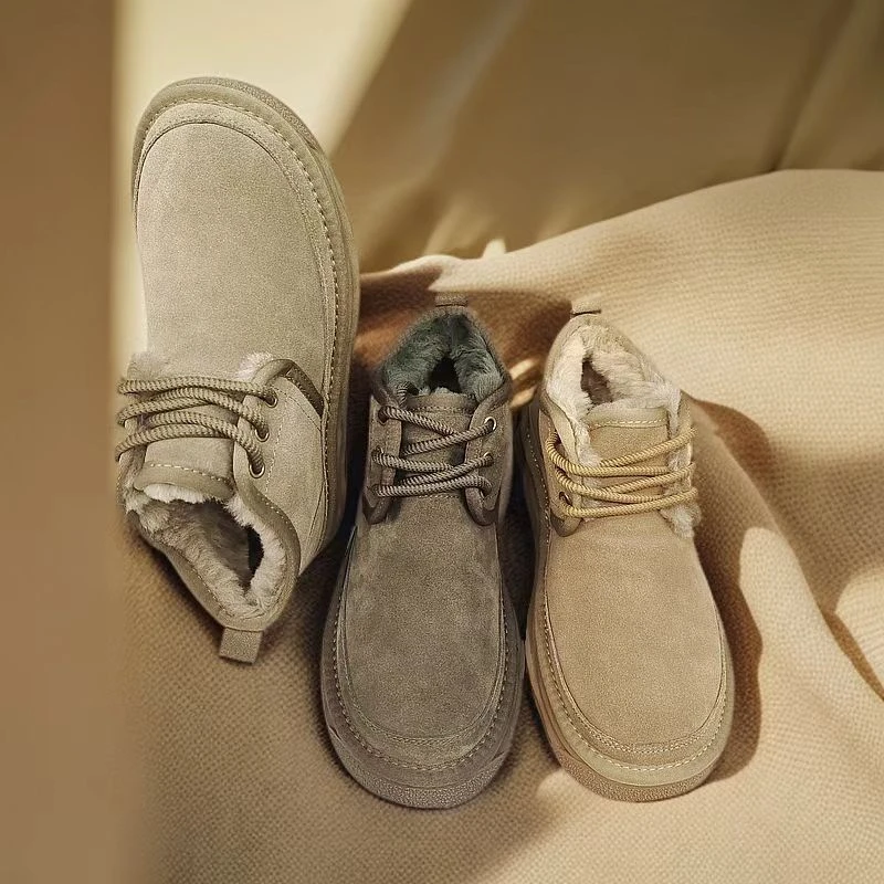 8509冬季男磨砂皮雪地靴皮毛东北大棉鞋