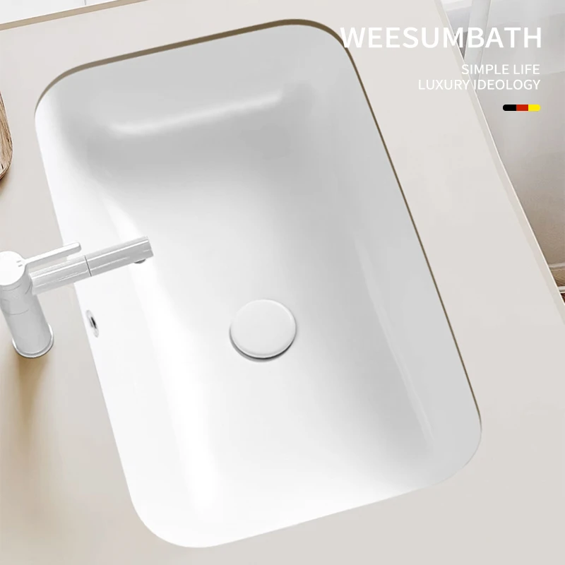 圆角台下盆家用加深嵌入式洗手盆单盆卫生间洗面盆阳台陶瓷洗脸池