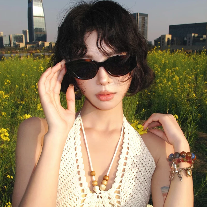 槑槑哒复古猫眼墨镜女时髦简约高级感欧美风太阳眼镜防紫外线遮阳