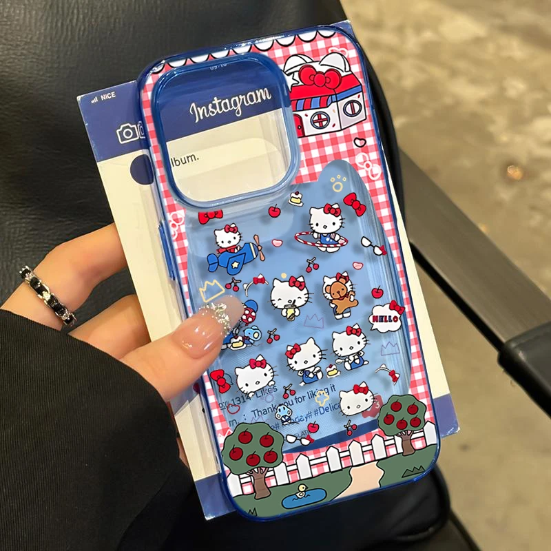 飞虎胜红格纹凯蒂猫适用iPhone16/15pro高透14手机壳13苹果12套11