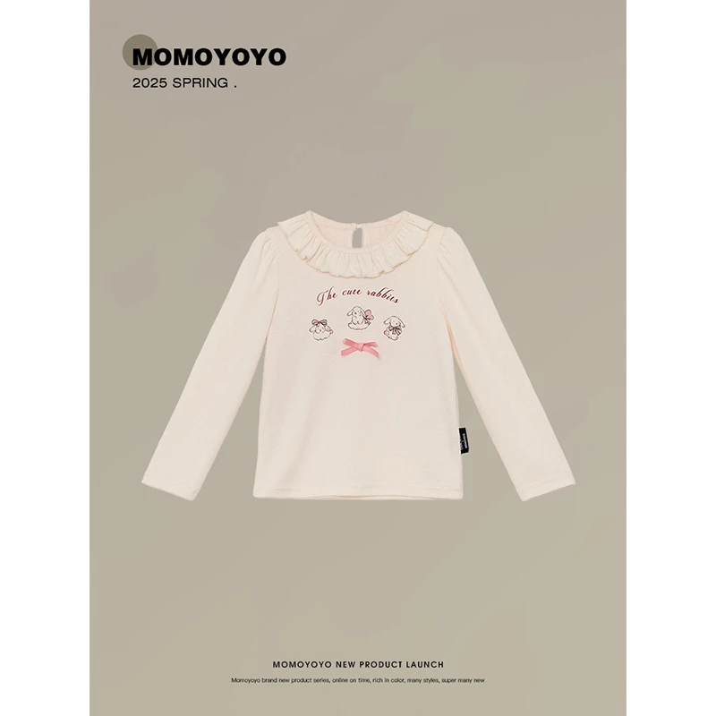 辰辰妈【可爱小兔】儿童花边领印花T恤 7672X