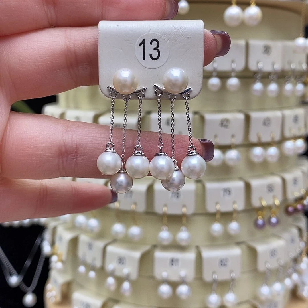淡水珍珠耳饰银S925镶嵌